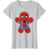 imageMarvel SpiderMan Holiday Christmas Gingerbread Man Cookie TShirtSilver Grey
