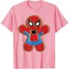 imageMarvel SpiderMan Holiday Christmas Gingerbread Man Cookie TShirtPink
