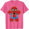imageMarvel SpiderMan Holiday Christmas Gingerbread Man Cookie TShirtPink Heather