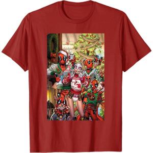imageMarvel Gwenpool ampamp Deadpool Family Christmas Holiday TShirtCranberry Red
