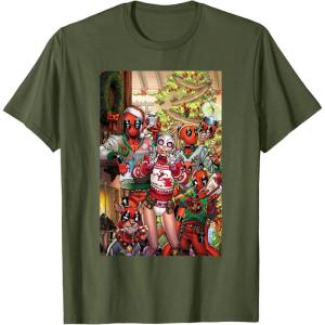 imageMarvel Gwenpool ampamp Deadpool Family Christmas Holiday TShirtOlive Green