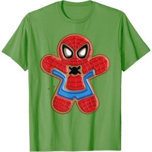 imageMarvel SpiderMan Holiday Christmas Gingerbread Man Cookie TShirtGrass Green