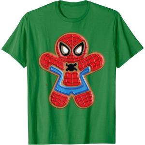 imageMarvel SpiderMan Holiday Christmas Gingerbread Man Cookie TShirtKelly Green