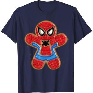 imageMarvel SpiderMan Holiday Christmas Gingerbread Man Cookie TShirtNavy Blue