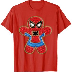 imageMarvel SpiderMan Holiday Christmas Gingerbread Man Cookie TShirtRed