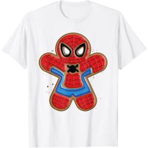 imageMarvel SpiderMan Holiday Christmas Gingerbread Man Cookie TShirtWhite