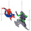 imageHallmark Marvel Super Heroes Mystery Christmas Ornaments Set of 2 ShatterproofSpiderMan  Green Goblin