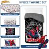 imageJay Franco Comforter Set Includes Sheets and Pillow Covers  Soft and Cozy Bed Set for Stylish Room Decor Blue  The Fantastic Four 5 Piece Twin Size BeddingBlack  Spiderman