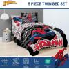 imageJay Franco Comforter Set Includes Sheets and Pillow Covers  Soft and Cozy Bed Set for Stylish Room Decor Blue  The Fantastic Four 5 Piece Twin Size BeddingBlack  Spiderman