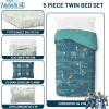 imageJay Franco Comforter Set Includes Sheets and Pillow Covers  Soft and Cozy Bed Set for Stylish Room Decor Blue  The Fantastic Four 5 Piece Twin Size BeddingBlue  Fantastic Four