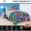 imageJay Franco Comforter Set Includes Sheets and Pillow Covers  Soft and Cozy Bed Set for Stylish Room Decor Blue  The Fantastic Four 5 Piece Twin Size BeddingBlack  Cars