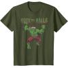 imageMarvel Christmas Hulk Deck The Halls Portrait TShirtOlive Green