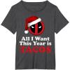 imageMarvel Deadpool I Want Tacos For Christmas Graphic TShirtDark Heather Grey