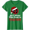 imageMarvel Deadpool I Want Tacos For Christmas Graphic TShirtKelly Green