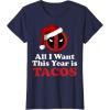 imageMarvel Deadpool I Want Tacos For Christmas Graphic TShirtNavy Blue