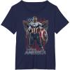 imageMarvel Falcon Winter Soldier Captain America Flag Portrait TShirtNavy Blue