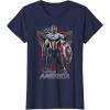 imageMarvel Falcon Winter Soldier Captain America Flag Portrait TShirtNavy Blue