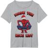 imageMarvel SpiderMan Made The Nice List Christmas TShirtHeather Grey