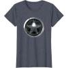imageMarvel The Falcon And The Winter Soldier Bucky Shield Badge TShirtHeather Blue