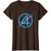 imageMarvel The Fantastic Four First Steps Spacecraft quot4quot Logo TShirtBrown