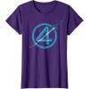 imageMarvel The Fantastic Four First Steps Spacecraft quot4quot Logo TShirtPurple