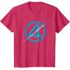 imageMarvel The Fantastic Four First Steps Spacecraft quot4quot Logo TShirtRed Heather