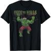 imageMarvel Christmas Hulk Deck The Halls Portrait TShirtBlack