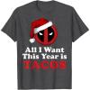 imageMarvel Deadpool I Want Tacos For Christmas Graphic TShirtDark Heather Grey