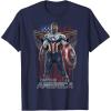 imageMarvel Falcon Winter Soldier Captain America Flag Portrait TShirtNavy Blue