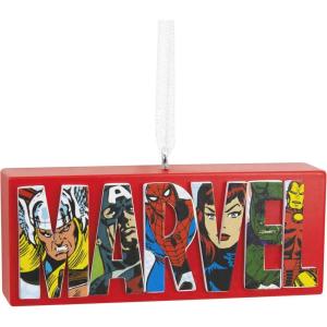 imageHallmark Marvel Comics Heroes and Villains Logo Resin Christmas OrnamentHeroes  Villains
