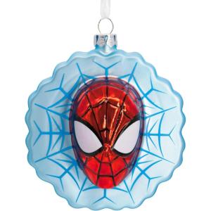 imageHallmark Marvel SpiderMan Face on Web Christmas Ornament MetalSpiderMan Glass