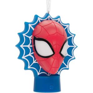 imageHallmark Marvel SpiderMan Face on Web Christmas Ornament MetalSpiderMan with Lights