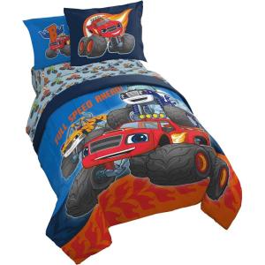 imageJay Franco Comforter Set Includes Sheets and Pillow Covers  Soft and Cozy Bed Set for Stylish Room Decor Blue  The Fantastic Four 5 Piece Twin Size BeddingBlue  Blaze  the Monster Machines