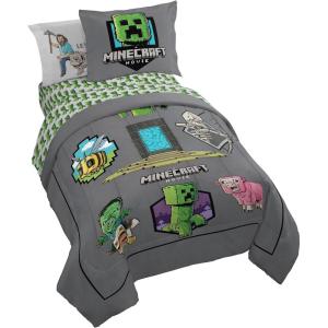 imageJay Franco Comforter Set Includes Sheets and Pillow Covers  Soft and Cozy Bed Set for Stylish Room Decor Blue  The Fantastic Four 5 Piece Twin Size BeddingGrey  Minecraft Movie