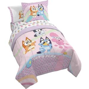 imageJay Franco Comforter Set Includes Sheets and Pillow Covers  Soft and Cozy Bed Set for Stylish Room Decor Blue  The Fantastic Four 5 Piece Twin Size BeddingPink  Bluey