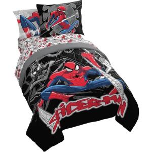 imageJay Franco Comforter Set Includes Sheets and Pillow Covers  Soft and Cozy Bed Set for Stylish Room Decor Blue  The Fantastic Four 5 Piece Twin Size BeddingBlack  Spiderman