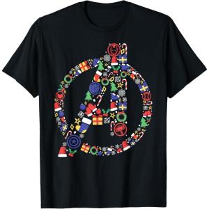 imageMarvel Avengers A Logo Symbol Holiday Christmas Icons TShirtBlack