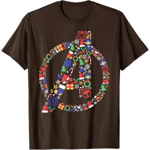 imageMarvel Avengers A Logo Symbol Holiday Christmas Icons TShirtBrown