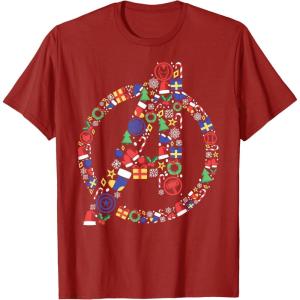 imageMarvel Avengers A Logo Symbol Holiday Christmas Icons TShirtCranberry Red