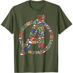 imageMarvel Avengers A Logo Symbol Holiday Christmas Icons TShirtOlive Green