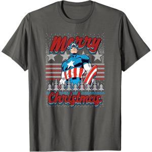 imageMarvel Christmas Captain America Ugly Sweater Pattern TShirtAsphalt Grey