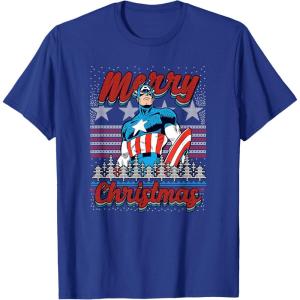 imageMarvel Christmas Captain America Ugly Sweater Pattern TShirtRoyal Blue