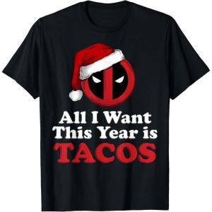 imageMarvel Deadpool I Want Tacos For Christmas Graphic TShirtBlack