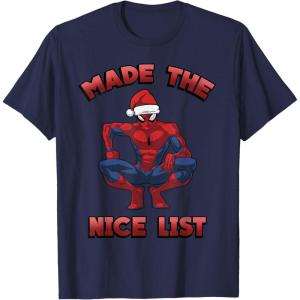 imageMarvel SpiderMan Made The Nice List Christmas TShirtNavy Blue