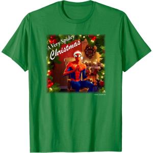imageMarvel SpiderMan Spidey Christmas Album Cover TShirtKelly Green