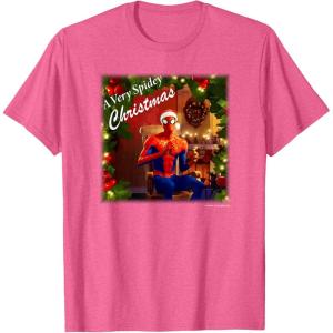 imageMarvel SpiderMan Spidey Christmas Album Cover TShirtPink Heather