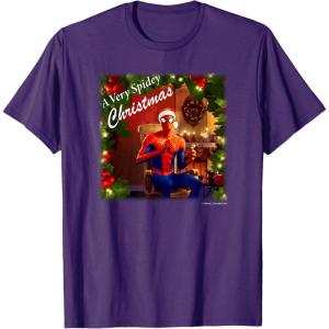 imageMarvel SpiderMan Spidey Christmas Album Cover TShirtPurple