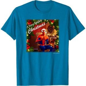 imageMarvel SpiderMan Spidey Christmas Album Cover TShirtSapphire Blue