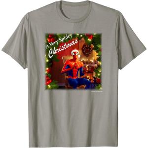 imageMarvel SpiderMan Spidey Christmas Album Cover TShirtSlate Grey