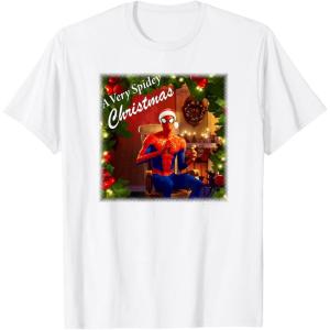 imageMarvel SpiderMan Spidey Christmas Album Cover TShirtWhite